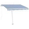 vidaXL Toldo retr&aacute;til manual com LED 350x250 cm azul e branco