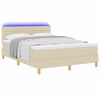 vidaXL Cama Box Spring LED com fitas LED Creme 140 x 190 cm tecido