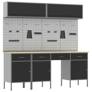 vidaXL Conjunto de Arm&aacute;rios de Trabalho com gaveta 10 unid. Preto