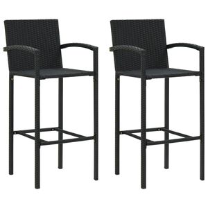 vidaXL Bancos de bar 2 pcs vime PE preto