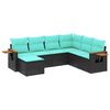 vidaXL 7 pcs conjunto de sof&aacute;s p/ jardim c/ almofad&otilde;es vime PE preto