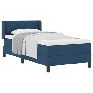 vidaXL Cama Box com colch&atilde;o com cabeceira Azul 200 x 90 cm Poli&eacute;ster