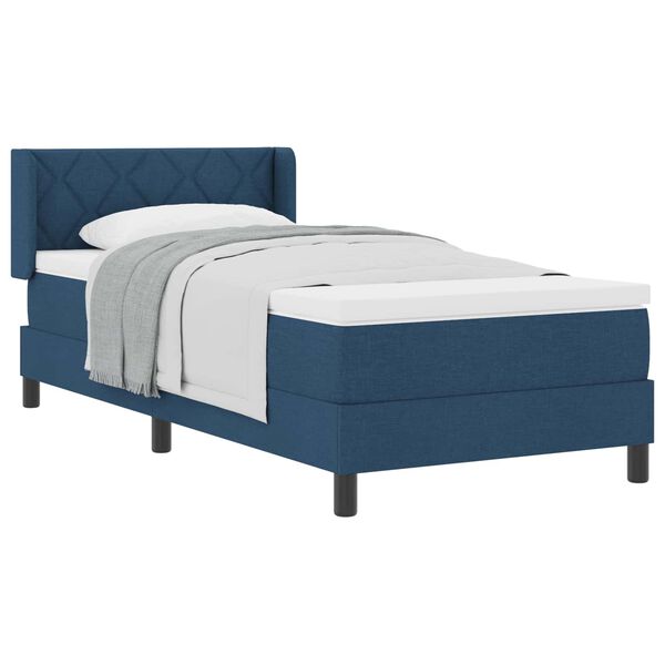 vidaXL Cama Box com colch&atilde;o com cabeceira Azul 200 x 90 cm Poli&eacute;ster