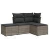 vidaXL 4 pcs conjunto sof&aacute;s de jardim c/ almofad&otilde;es vime PE cinzento