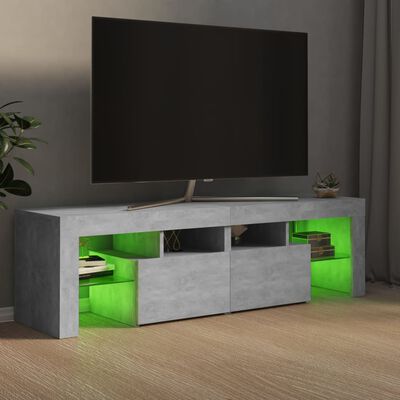 vidaXL Móvel de TV com luzes LED 140x36,5x40 cm cinzento cimento