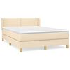 vidaXL Cama com molas/colch&atilde;o 140x200 cm tecido cor creme