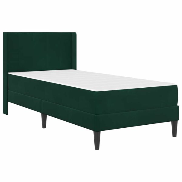 vidaXL Estrutura da Cama com colch&atilde;o Verde Escuro 100 x 200 cm Veludo