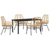 vidaXL Conjunto de Jantar para Jardim 5 pcs Castanho vime PE