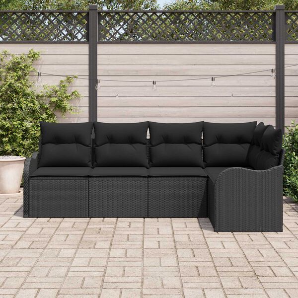 vidaXL Conjunto de Sof&aacute; de Jardim Preto vime PE