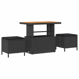 vidaXL Conjunto de Jantar para Jardim Preto Rattan Sintético