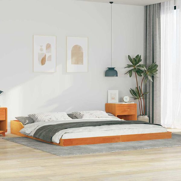 vidaXL Estrutura da Cama Marrom Cera 180 x 210 cm
