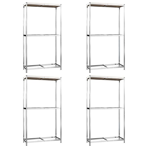 vidaXL Unidades 2 prateleiras p/ pneus 4pcs 110x40x180 cm a&ccedil;o prateado
