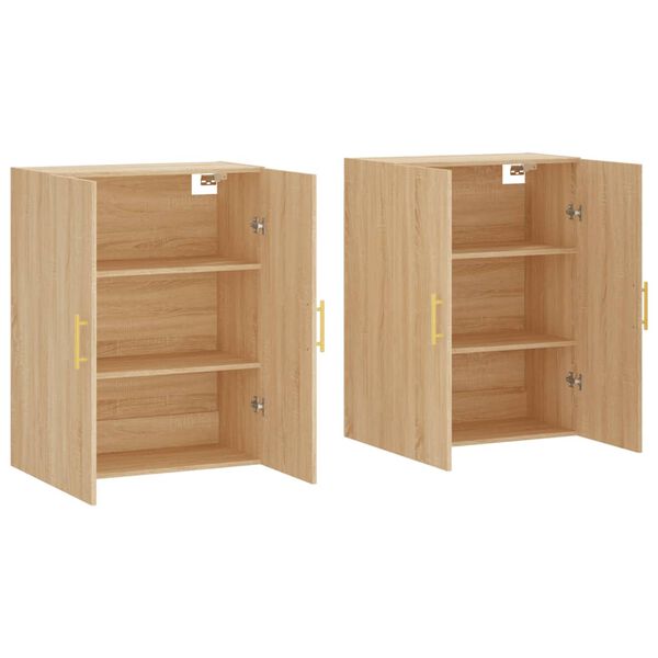 vidaXL Arm&aacute;rios de parede 2 pcs 69,5x34x90 cm carvalho sonoma
