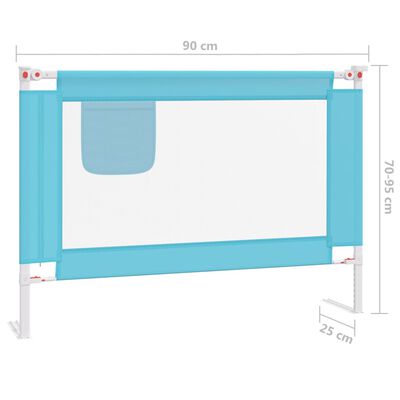vidaXL Barra de segurança p/ cama infantil tecido 90x25 cm azul