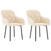 vidaXL Cadeiras de jantar 2 pcs veludo cor creme