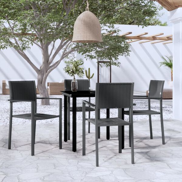 vidaXL 5 pcs Conjunto de jantar para jardim preto