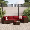 vidaXL 6 pcs conj. lounge jardim c/ almofad&otilde;es 6 pcs vime PE castanho