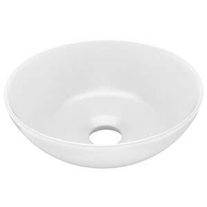 vidaXL Lavat&oacute;rio de casa de banho redondo cer&acirc;mica branco mate