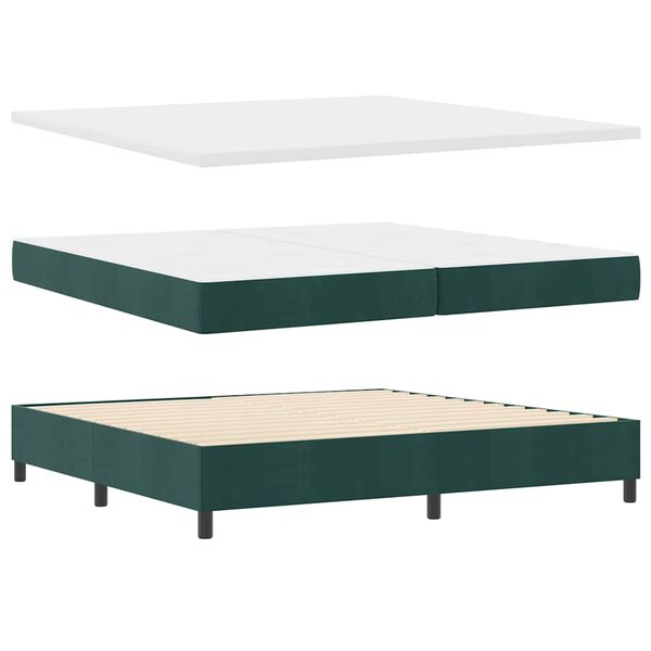 vidaXL Cama Box com colch&atilde;o Verde Escuro 200 x 200 cm Veludo