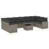vidaXL 11 pcs conjunto sof&aacute;s de jardim c/ almofad&otilde;es vime PE cinzento