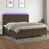 vidaXL Cama box spring c/ colch&atilde;o/LED 200x200cm tecido castanho-escuro