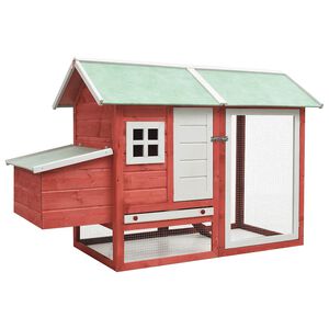 vidaXL Galinheiro 170x81x110 cm madeira pinho e abeto maci&ccedil;as vermelho