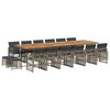 vidaXL 17 pcs conj. de jantar p/ jardim c/ almofad&otilde;es vime PE cinzento