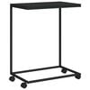 vidaXL Mesa de apoio c/ rodas 55x35x70 cm derivados de madeira preta