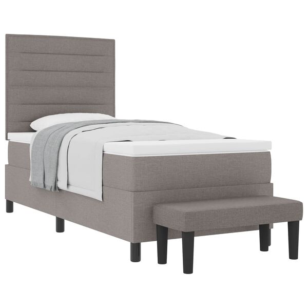 vidaXL Cama Box com colch&atilde;o Cinzento-acastanhado 90 x 190 cm tecido