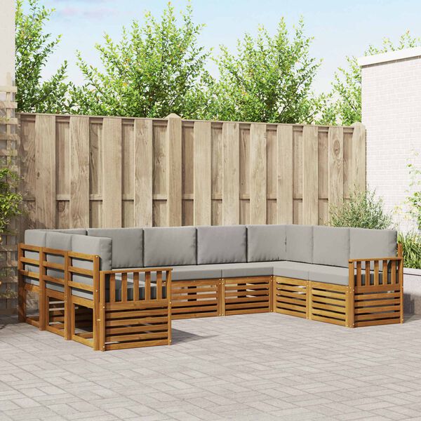 vidaXL Conjunto de Sof&aacute; Sectional 9 pcs Cinza Natural e Claro