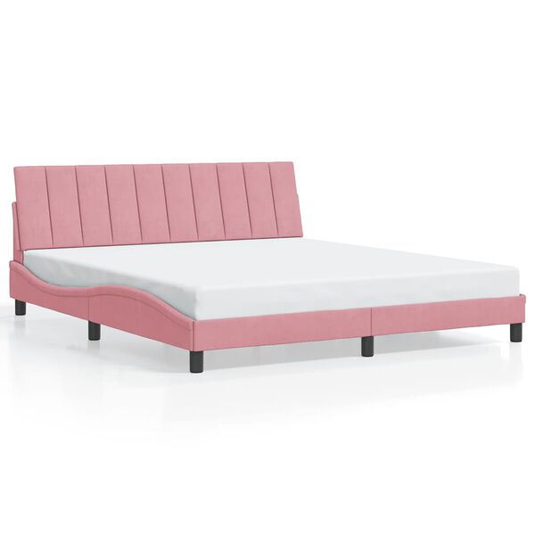 vidaXL Estrutura de cama sem colch&atilde;o Hanko 180x200 cm veludo rosa