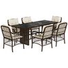 vidaXL 7 pcs conjunto jantar p/ jardim c/ almofad&otilde;es vime PE castanho