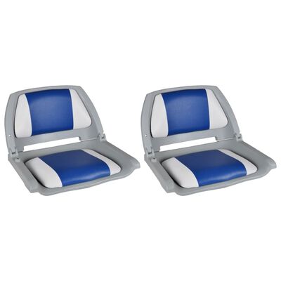 vidaXL Assentos barco 2 pcs encosto dobrável azul/branco 41x51x48 cm