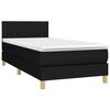 vidaXL Cama box spring c/ colch&atilde;o e LED 90x190 cm tecido preto