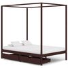 vidaXL Estrutura cama dossel 2 gavetas 140x200cm pinho castanho-escuro