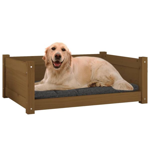 vidaXL Cama p/ c&atilde;es 75,5x55,5x28 cm madeira pinho maci&ccedil;a castanho mel