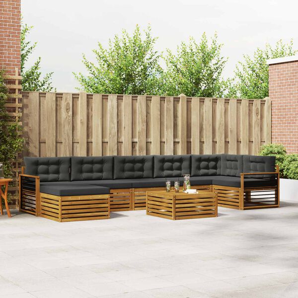 vidaXL Conjuntos de sof&aacute;s com almofada 8 pcs Natural e Antracite