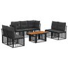 vidaXL Conjunto de Sof&aacute; de Jardim 8 unid. Preto e Cinza Escuro vime PE