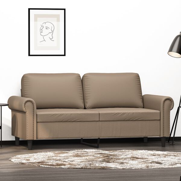 vidaXL Sof&aacute; de 2 lugares 140 cm couro artificial cor cappuccino