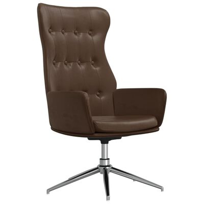 vidaXL Cadeira descanso +banco pés couro artificial castanho brilhante