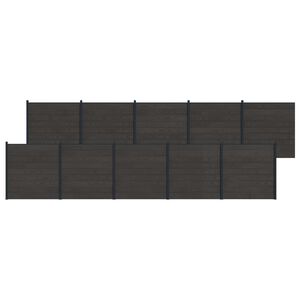 vidaXL Conjunto de Cercas 10 pcs 1737 x 186 cm WPC e Alum&iacute;nio Preto