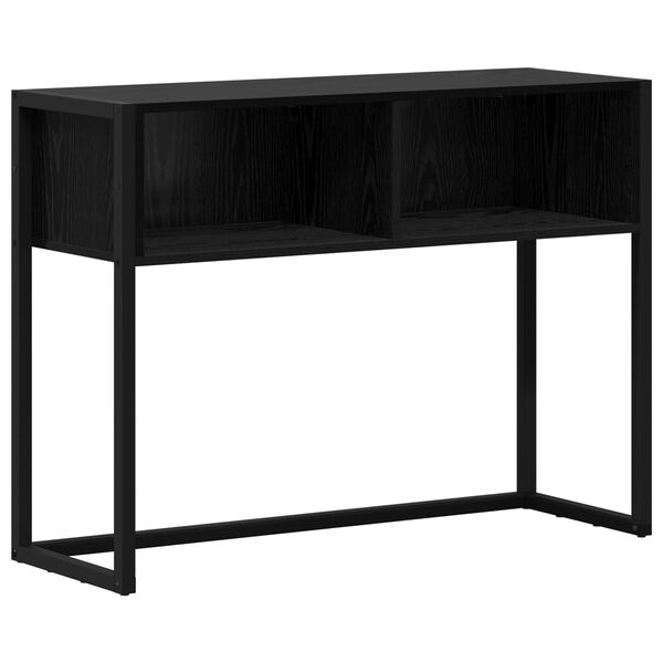 vidaXL Mesa de apoio com armazenamento Carvalho Preto 100 x 36 x 75 cm