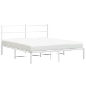 vidaXL Estrutura de cama com cabeceira 160x200 cm metal branco