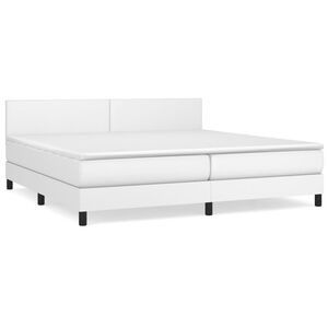 vidaXL Cama com molas/colch&atilde;o 200x200 cm couro artificial branco