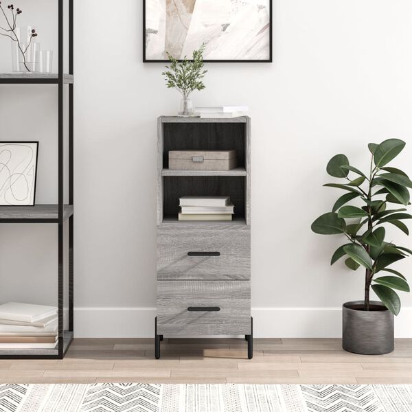 vidaXL Aparador 34,5x34x90 cm derivados de madeira sonoma cinzento