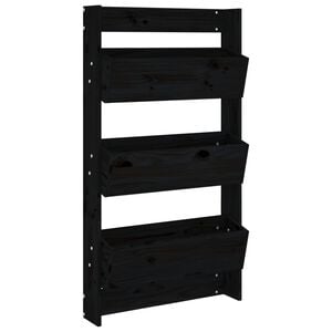 vidaXL Floreira parede c/ 3 caixas 60x18,5x110cm pinho maci&ccedil;o preto