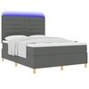 vidaXL Cama Box Spring LED Cinza Escuro 140 x 190 cm tecido