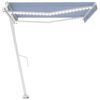 vidaXL Toldo autom&aacute;tico c/ LED e sensor de vento 450x350cm azul/branco
