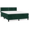 vidaXL Cama com molas/colch&atilde;o 140x190 cm veludo verde-escuro