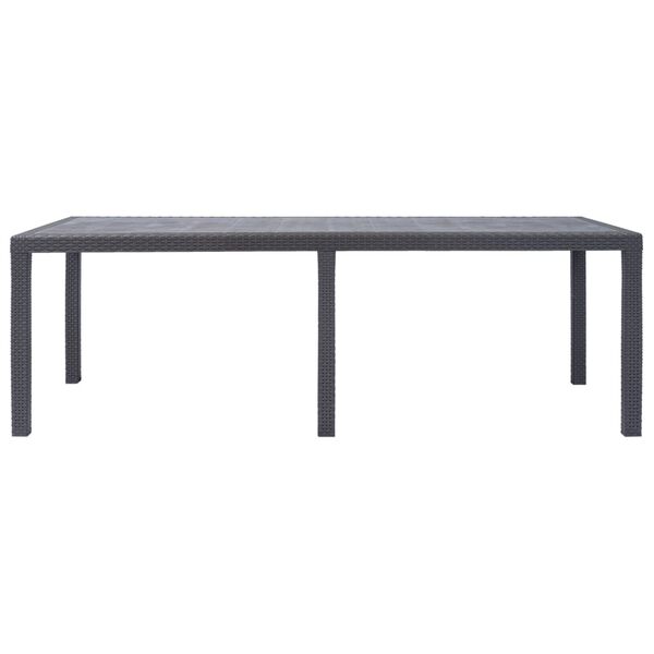 vidaXL Mesa de jardim 220x90x72cm plástico castanho com aspeto de vime
